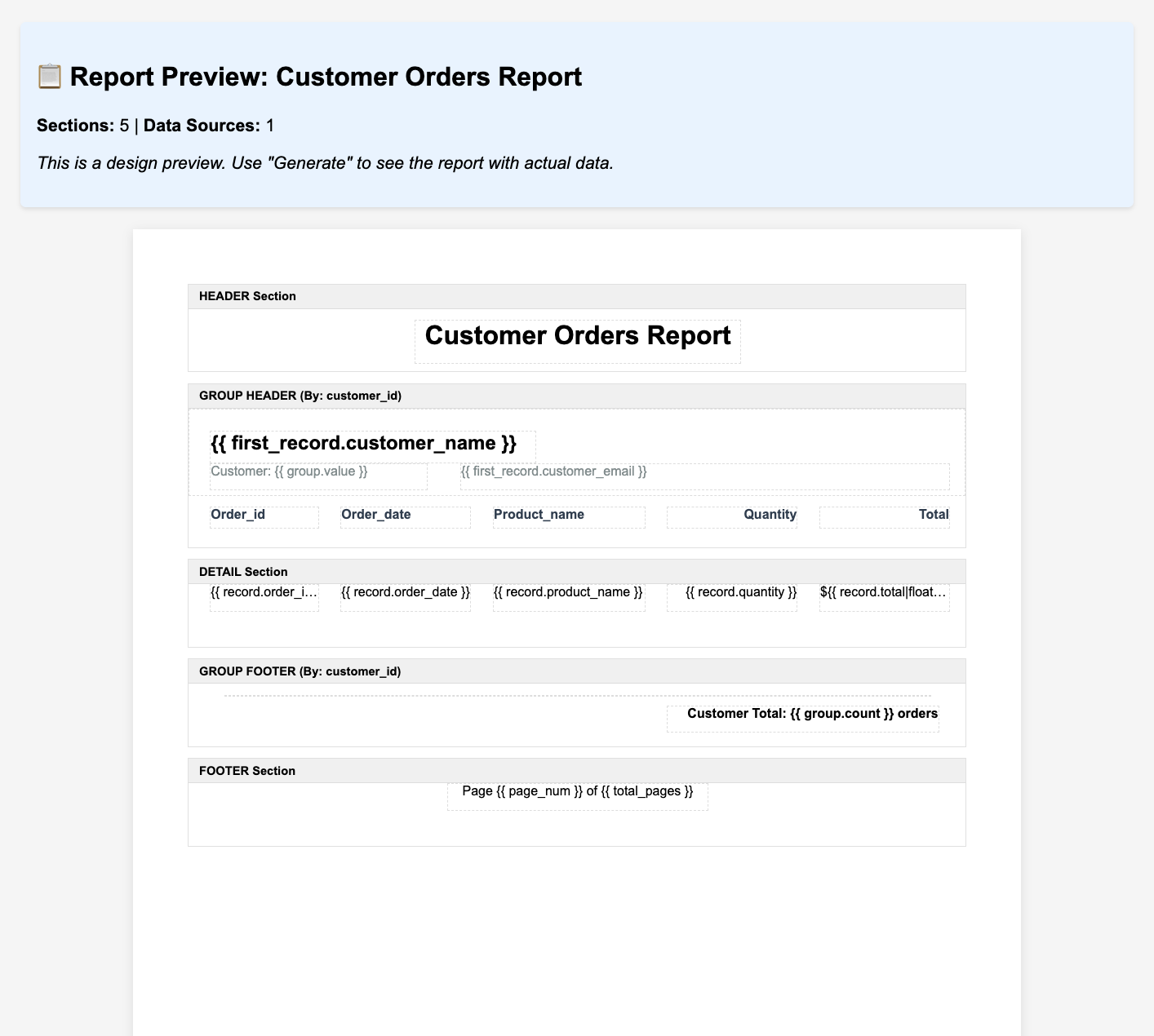 Report preview