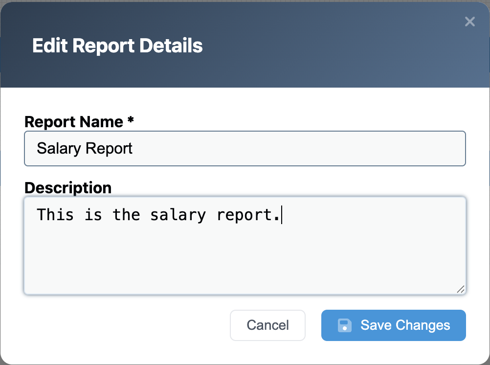 Create New Report